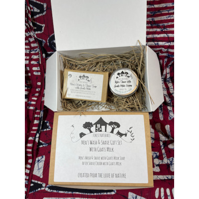 mens wash and shave gift set with goats milk